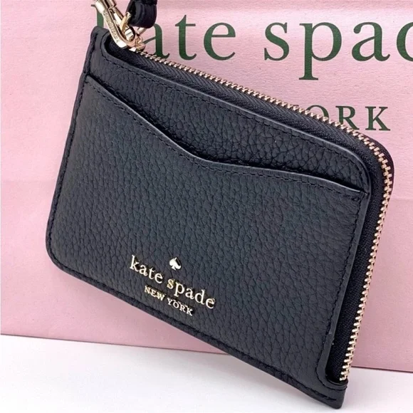 Kate Spade leila small card holder wristlet wallet black - Picture 2 of 10